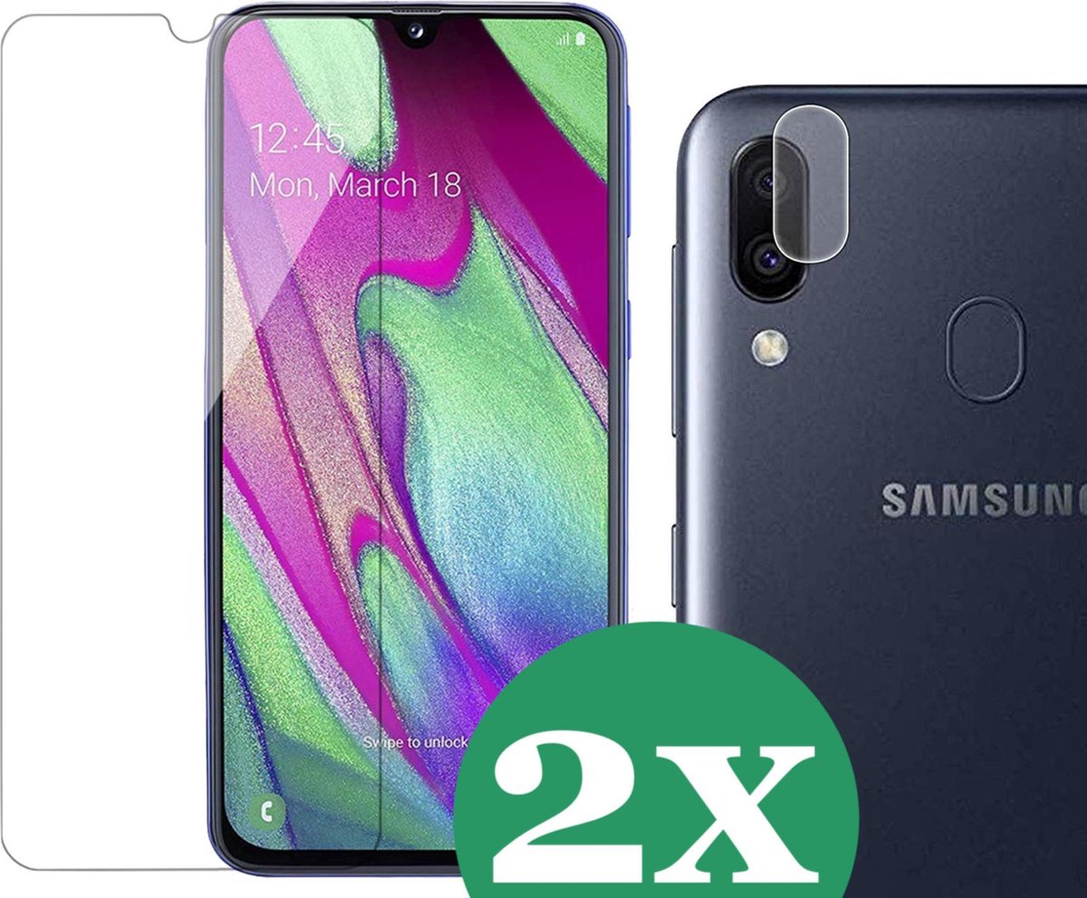 Samsung A40 Screenprotector - Samsung Galaxy A40 Screen Protector Glas en Samsung A40 Screenprotector Camera - 2 Stuks
