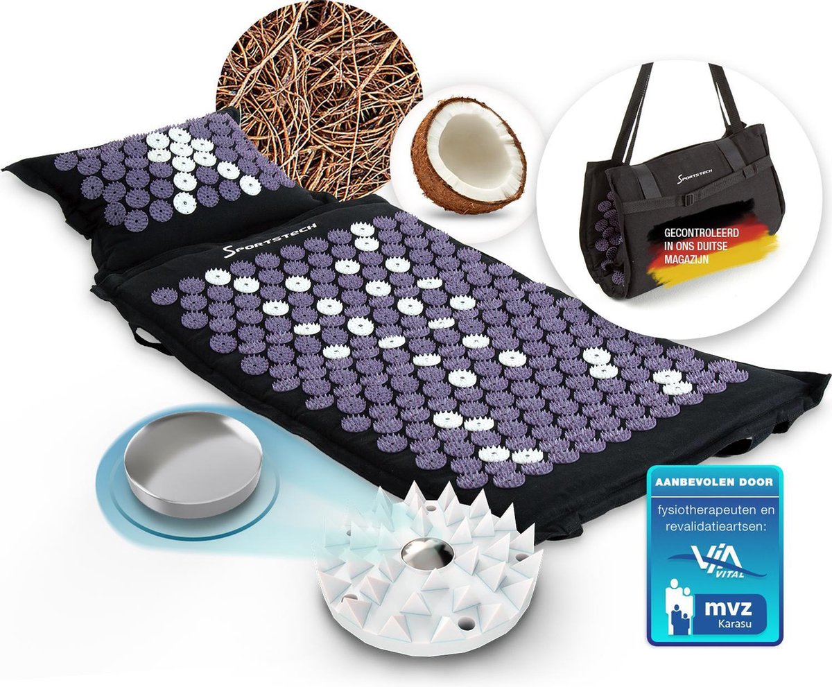 Sportstech AXM400 - spijkermat - acupressuur kussen - acupressuur mat