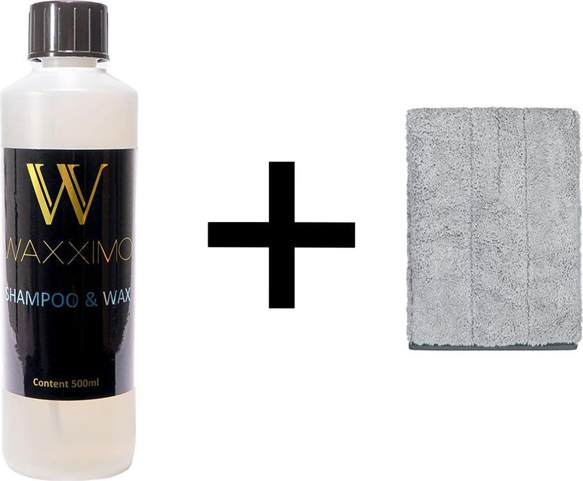 Waxximo COMBIDEAL Shampoo & Wax met Washandschoen - Autoshampoo met Wax - Auto shampoo - Auto wax - Auto wassen - Lak bescherming - Sealing - beschermlaag - Wash mitt