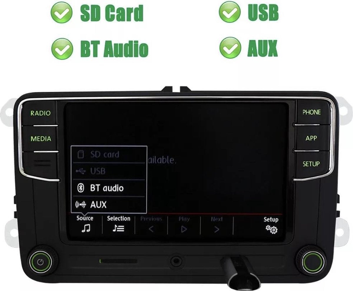 RCD330 NoName CarPlay + Android Auto Skoda Octavia Fabia Rapid Roomster Superb Yeti Bluetooth USB SD kaart AUX