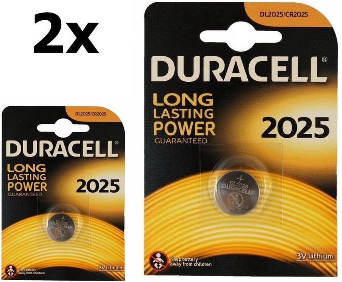 2 Stuks Duracell CR2025 3V lithium knoopcel batterij