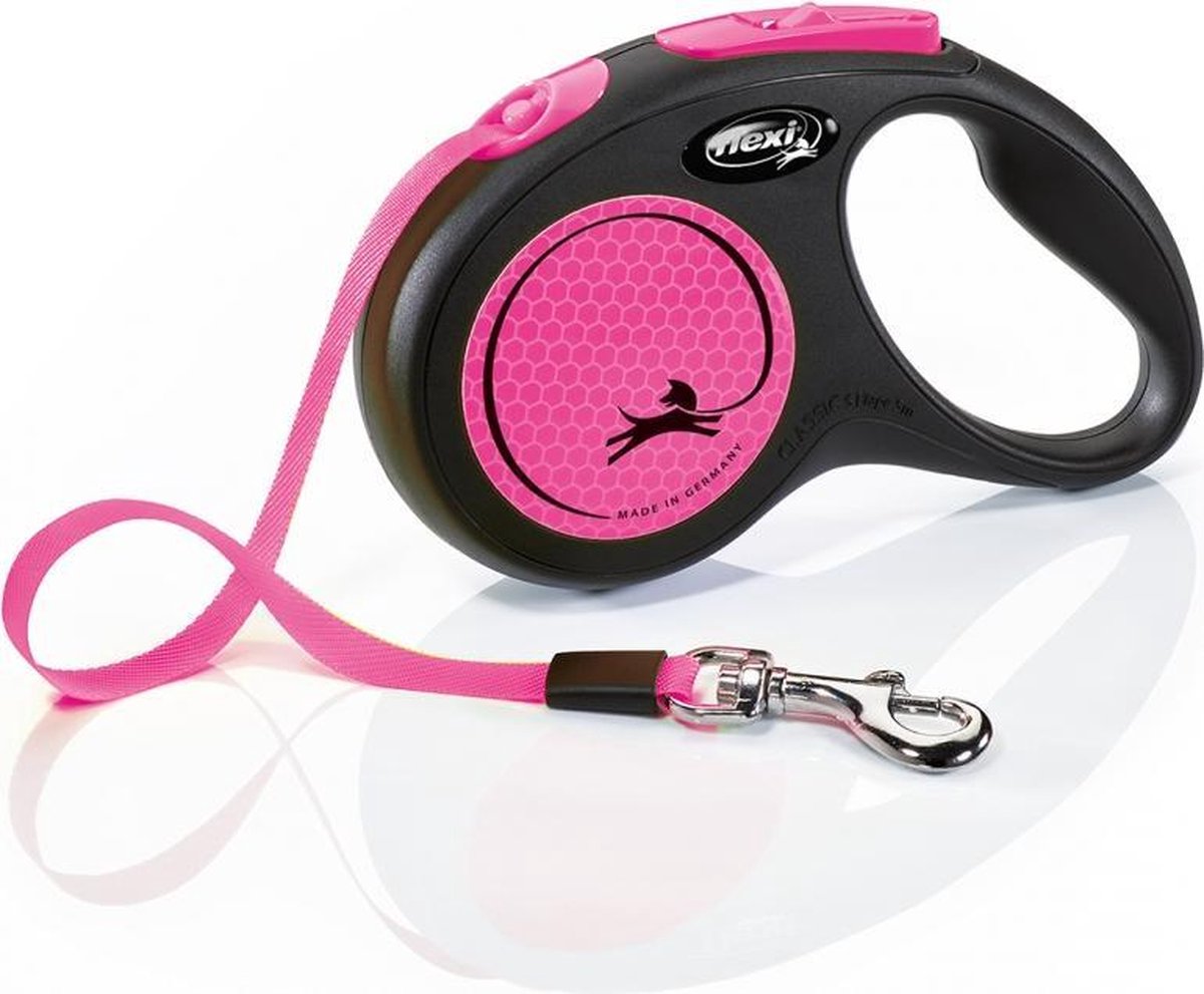Flexi new neon lint Zwart/neon roze S/5M
