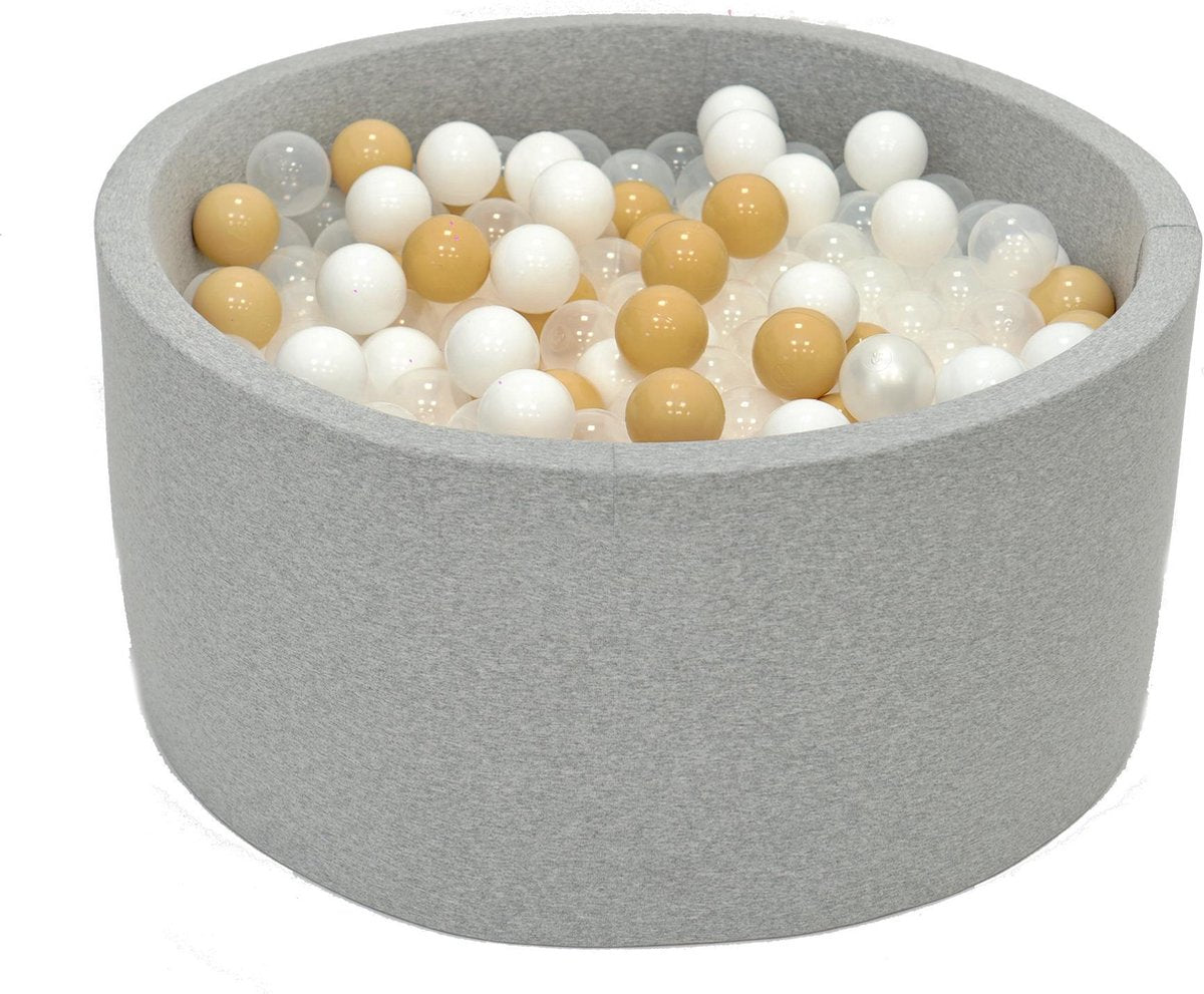 Ballenbak Grijs 90x40 met 250 ballen Wit