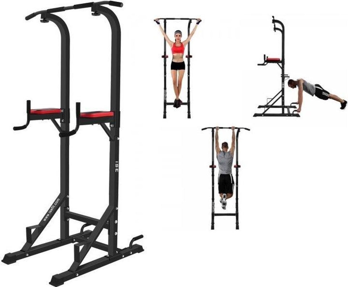 ISE SYDNEY SY-5607 Fitness station Pull Up Bar Gewicht trainingsstation Romeinse stoel Multifunctionele optrekstang Bodybuilding apparaat Sport fitnesstraining - Dip Bars - Dip Station - Push Up Grip - Verstelbaar
