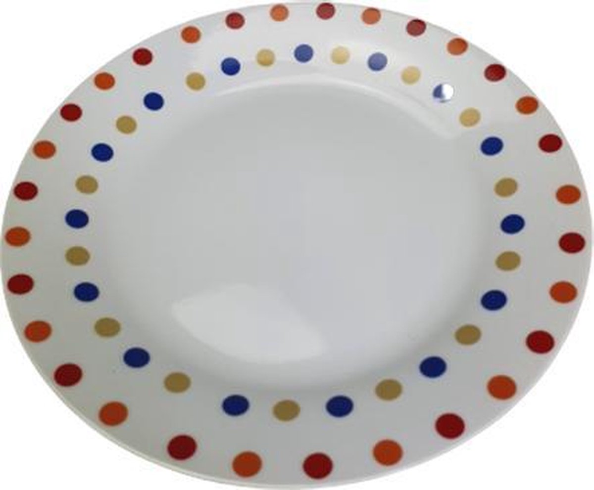 Ontbijtbord met stippen MARIJKE - Wit - Glas - Maat M - Set van 4