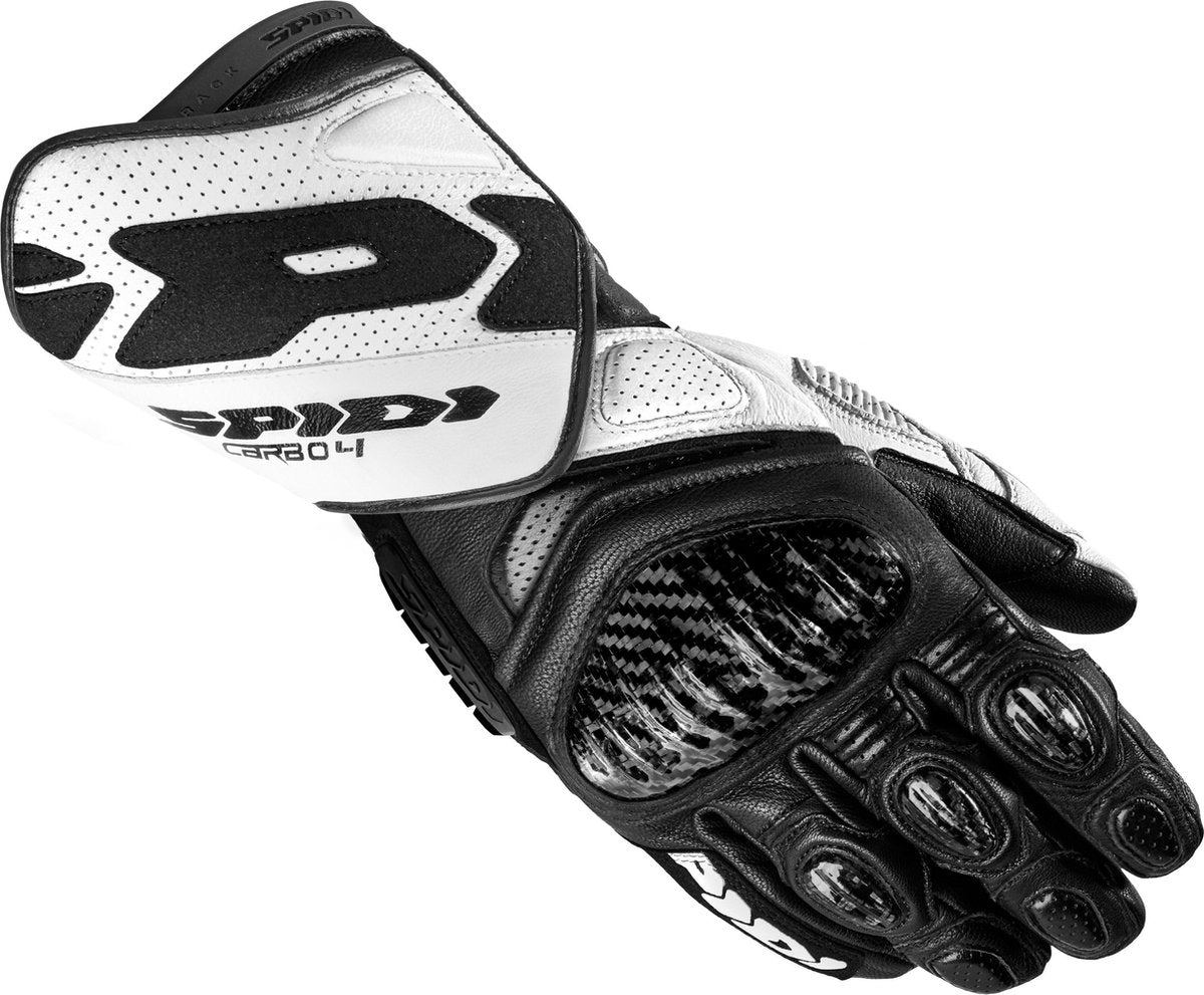 Spidi Carbo 4 Black White Motorcycle Gloves 2XL