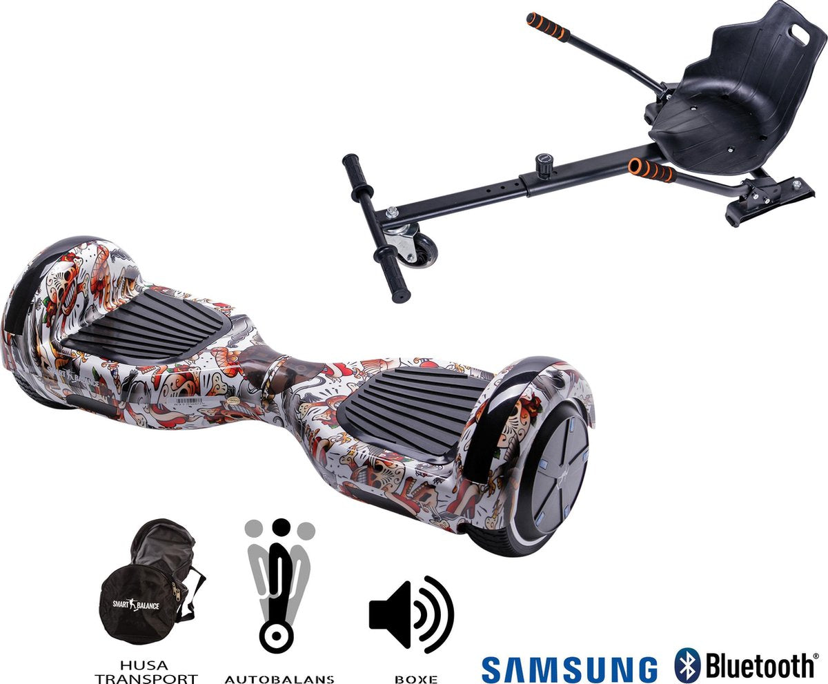 Hoverboard | 6.5 Inch Wielen | Self Balance Hoverboard met Hoverkart | Oxboard | Bluetooth Speakers | Tattoo