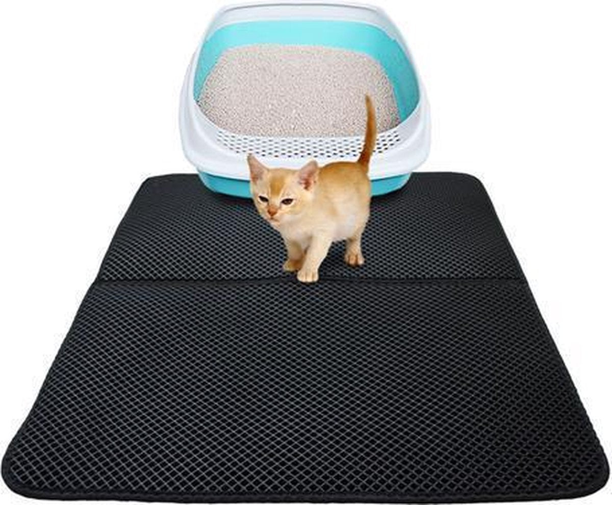 Dubbellaags Kattenbak Mat met Opvangzak voor Kattengrint - 50x40 cm