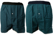 Embrator 2-stuks mannen Boxershorts geweven katoen donkerblauw/turquoise XXL