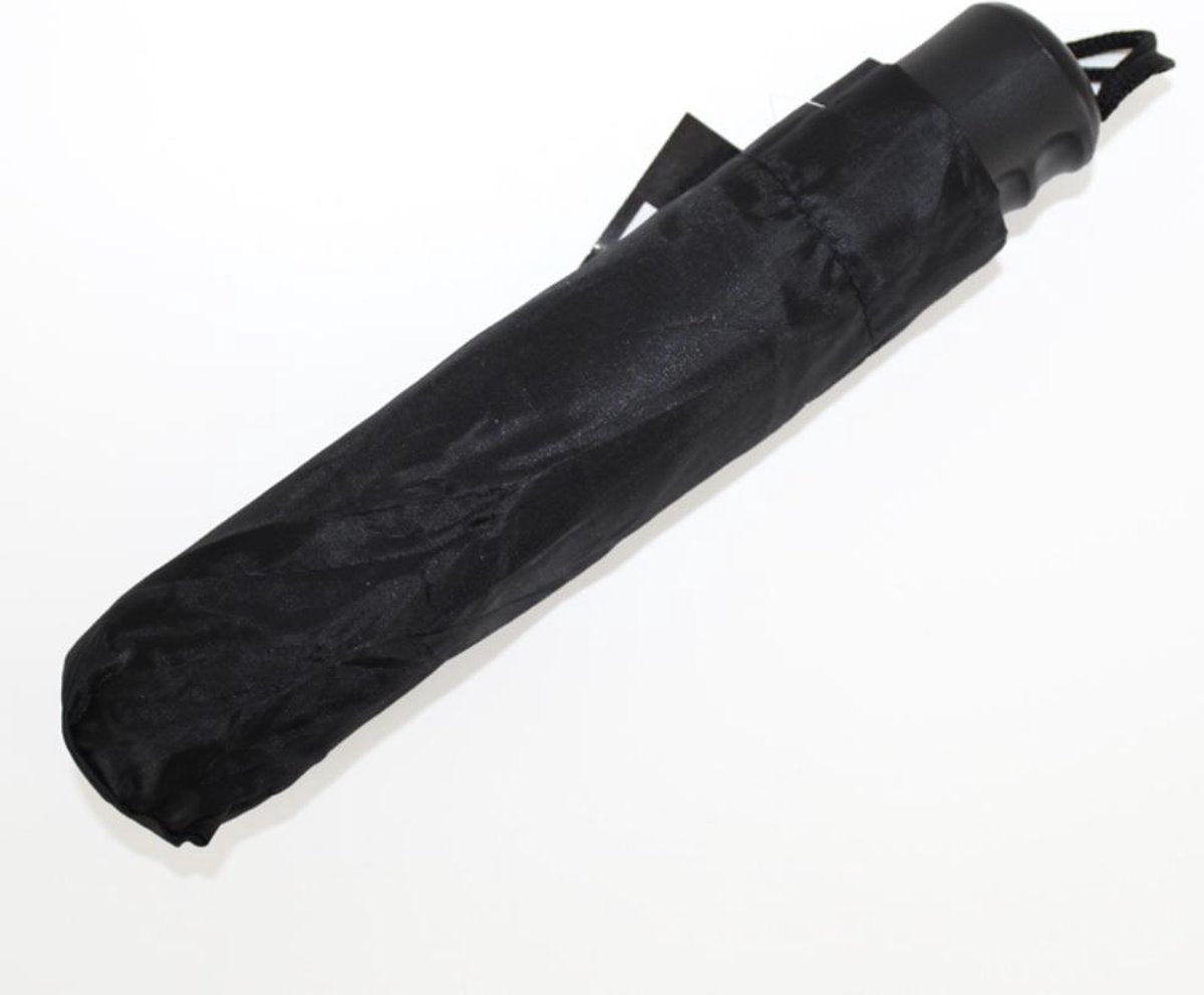 Storm Paraplu Opvouwbaar - Zwart - Polsband - mini paraplu - inklapbare paraplu - Tot 100km p/u Windproof - 110 cm - 12 Panelen