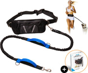 Elastische Handsfree Looplijn met Heupriem - Hondenriem Grote Hond - 150 cm - Zwart - Quzi®