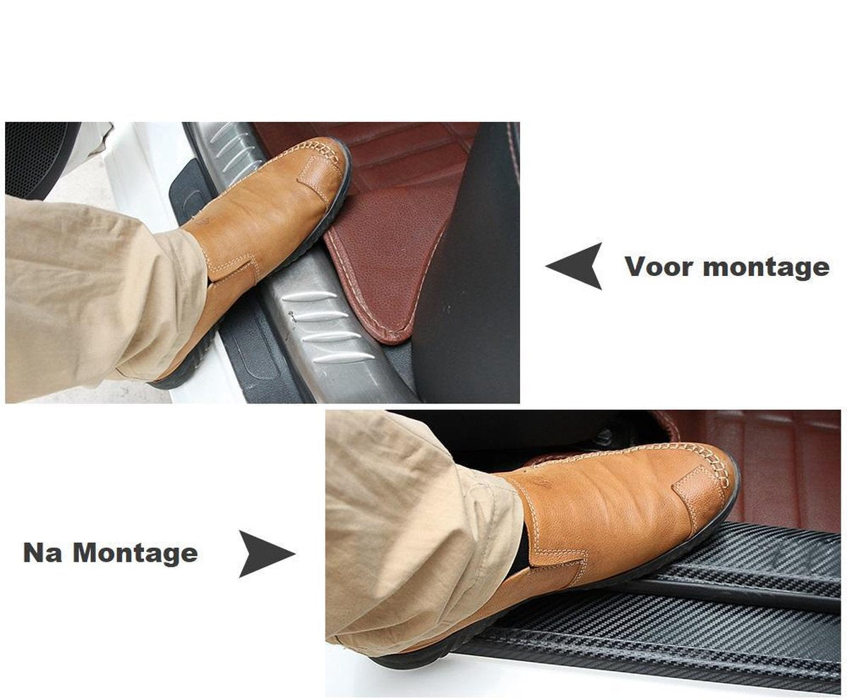 Carbon Look Auto Instap Dorpel Folie Bescherming Decoratie Trim Sticker Sponning Lijst