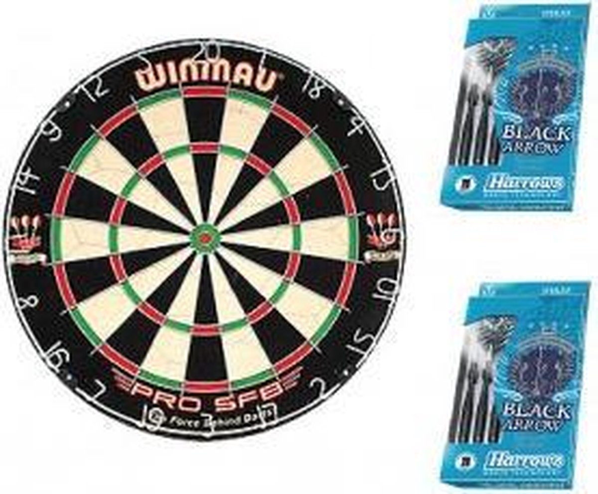 Dragon darts - Blue startersset  - Winmau pro sfb - dartbord - plus 2 sets Harrows - dartpijlen