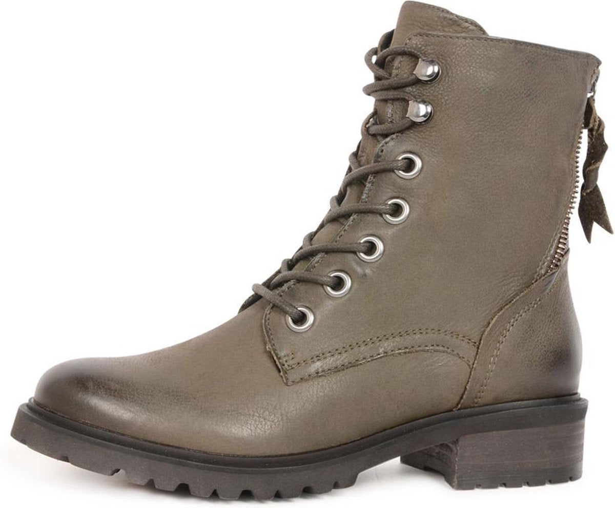 Spm Lala Dames Veterboots - Groen - Maat 36