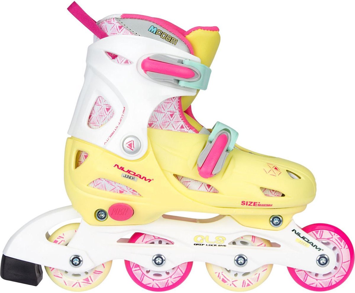 Nijdam Junior Inlineskates Meisjes Verstelbaar - Hardboot - Yellow Bird - Geel/Roze - 27-30