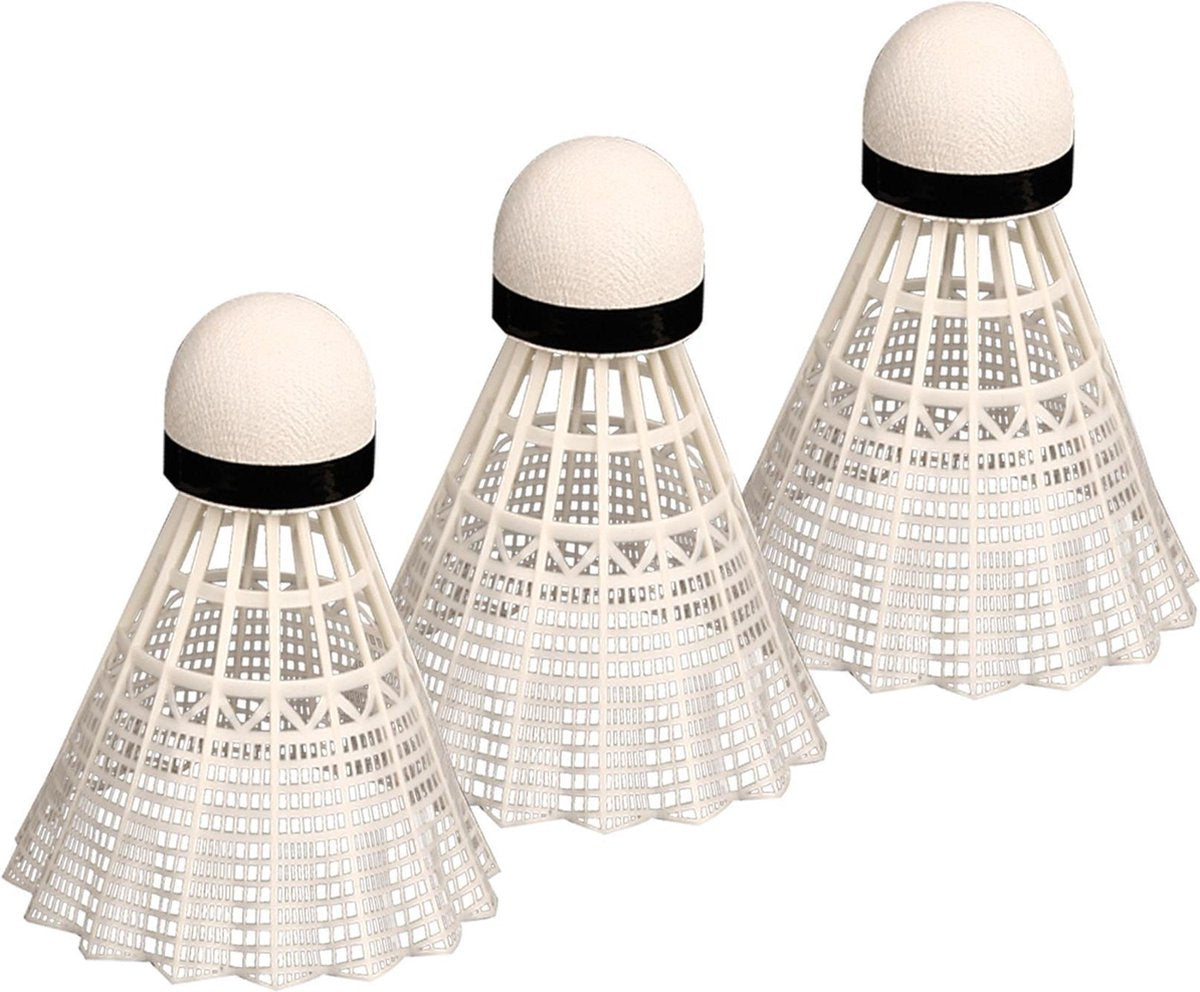 Avento Badminton Shuttles in Koker - Complex Kurk/Nylon - 3 Stuks - Wit/Zwart