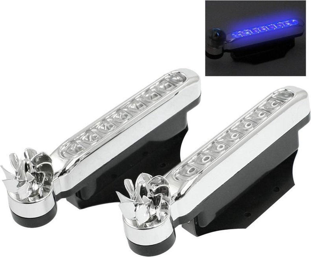 2 STUKS 8 blauwe LED-lampen Wind aangedreven decoratieve autolichten