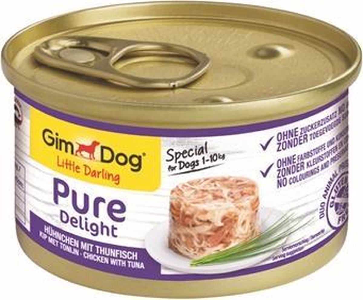Gimdog little darling pure delight kip / tonijn - 85 gr - 12 stuks
