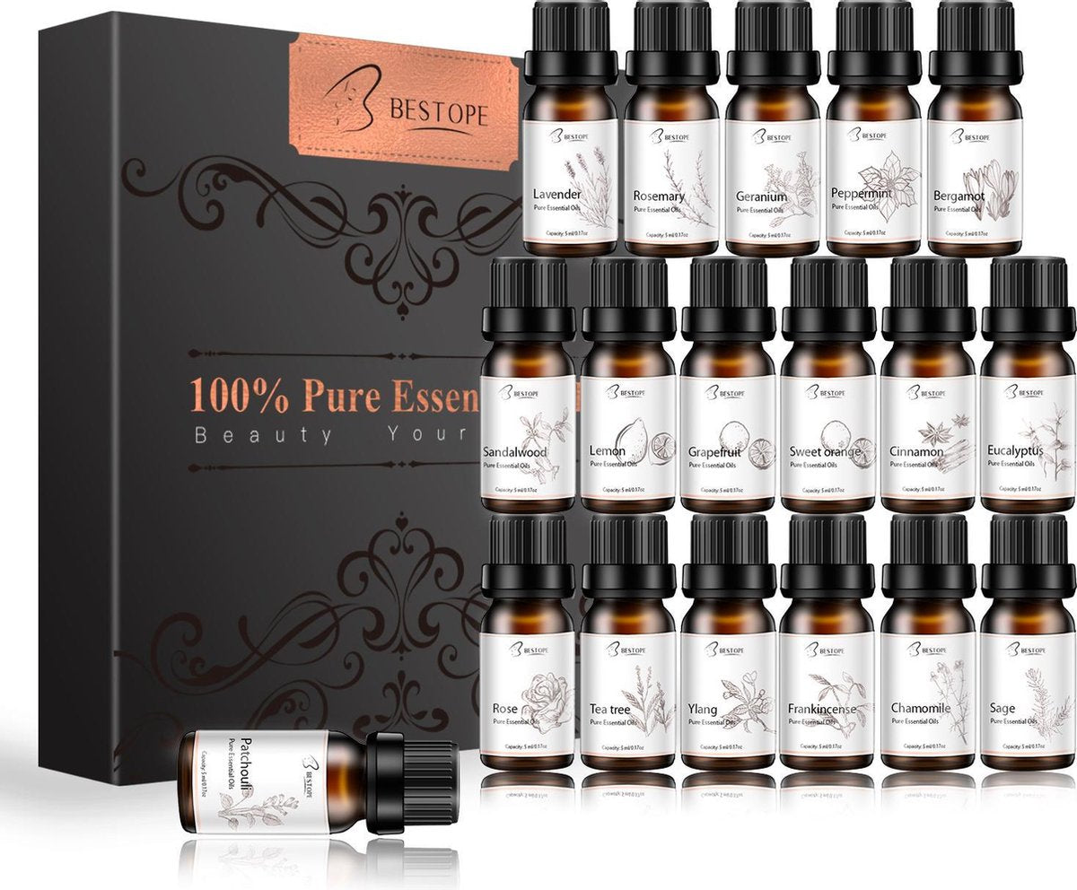 Bestope Essentiële olie set 18 stuks| Etherische oliën | Essentiële oliën | Geurolie voor aroma diffuser | 18 x 5ml