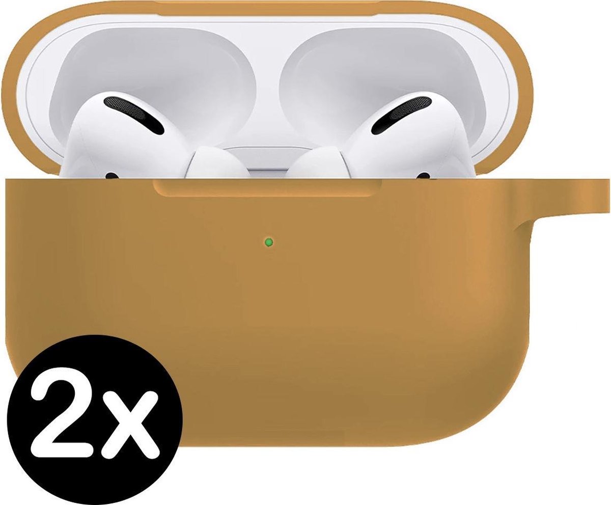 Hoes Voor Apple AirPods Pro Case Siliconen Hoesje - Cognac - 2 PACK
