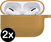 Hoes Voor Apple AirPods Pro Case Siliconen Hoesje - Cognac - 2 PACK