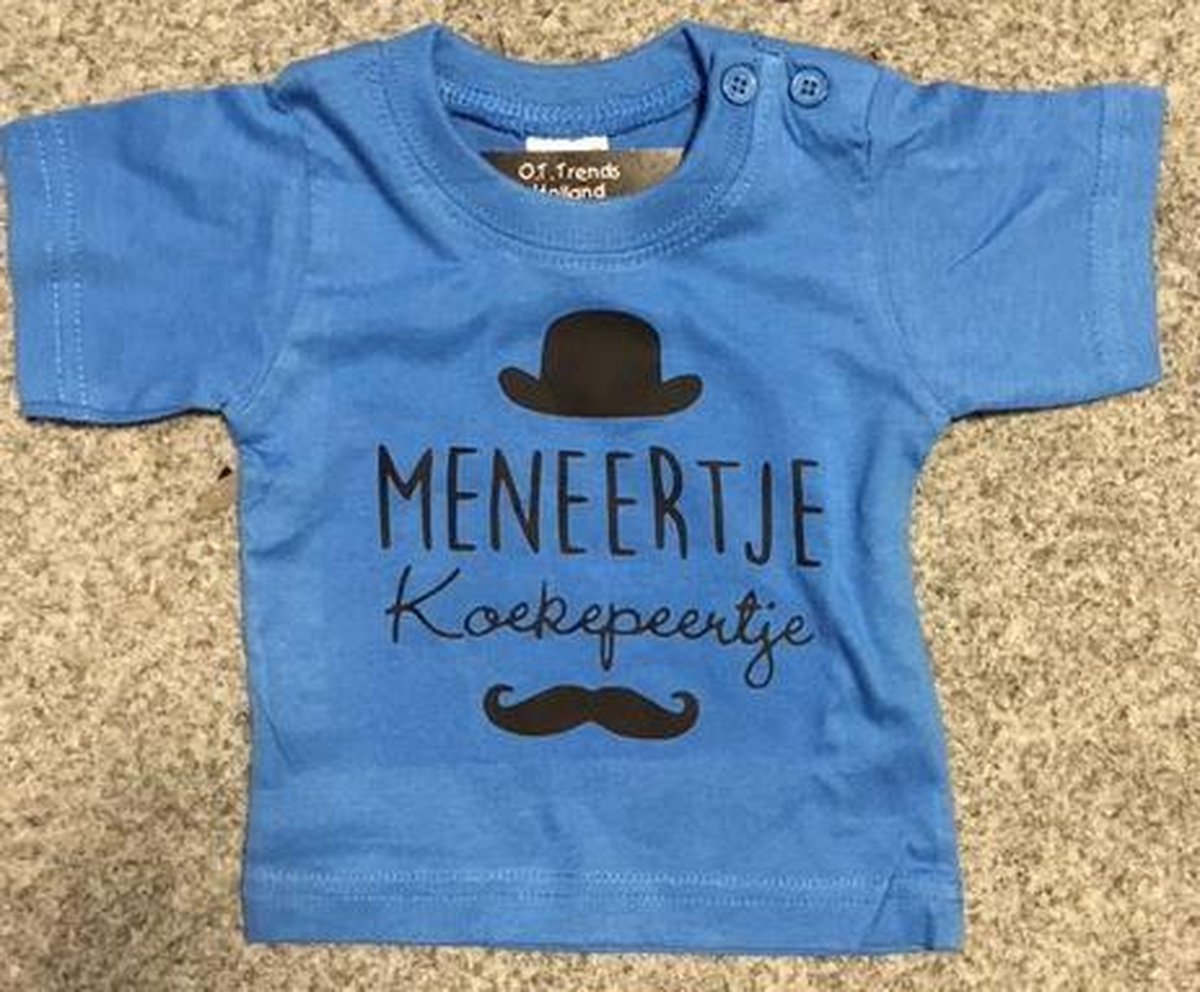 Baby shirt met opdruk '' meneertje.... maat 68 blauw