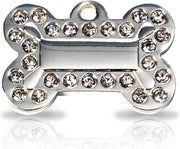 Hondenkeldertje - Dierenpenning | Glamour Bone - Small - Zilver met Strass steentjes| 3x2cm | éénzijdig graveren | inclusief verzendkosten