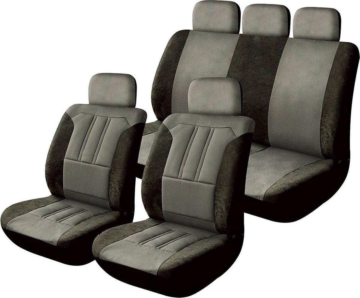 Car Plus Stoelhoezenset Nevada Uni Microvezel Grijs 12-delig