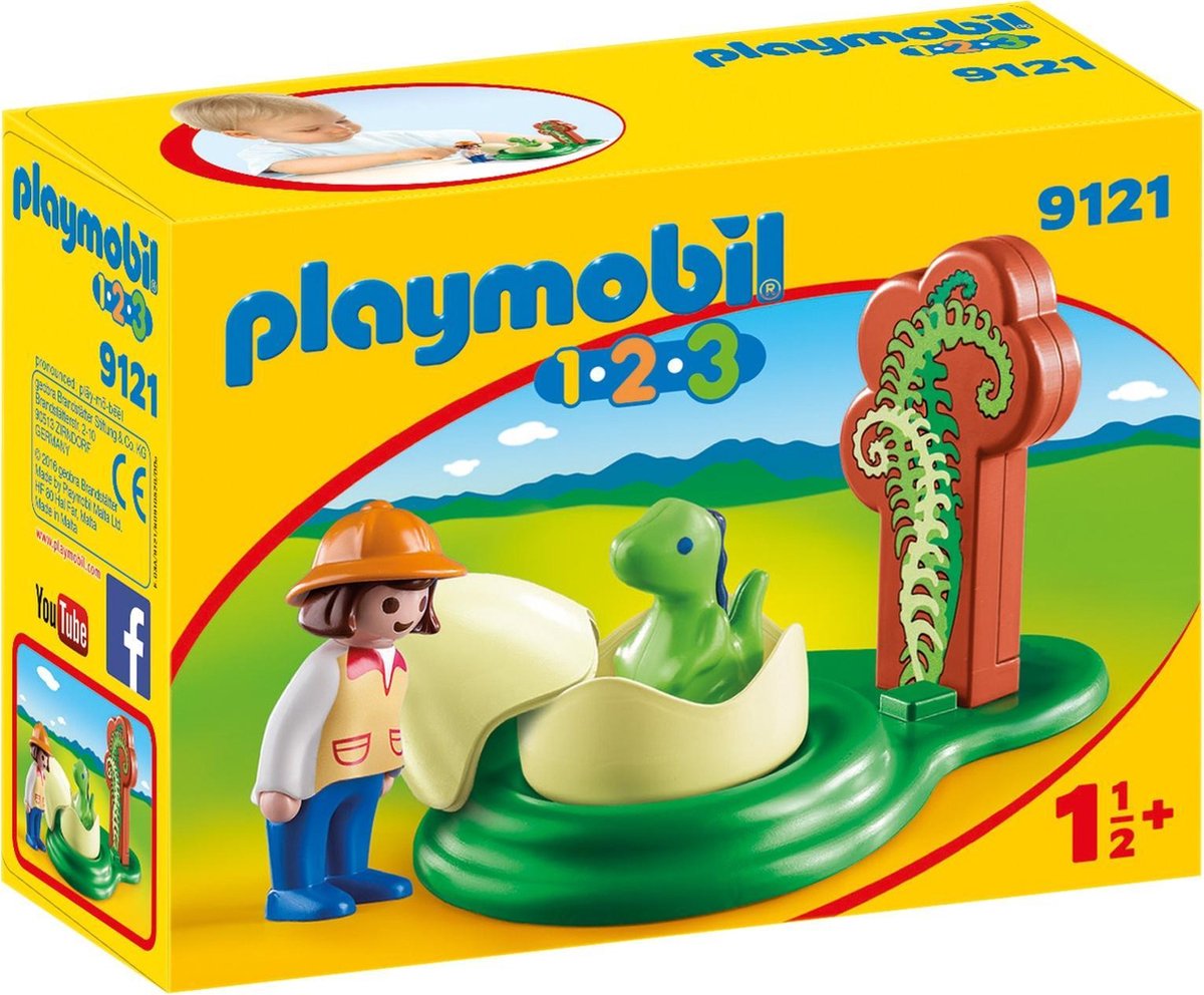 PLAYMOBIL 1.2.3  Onderzoeker met babydino - 9121