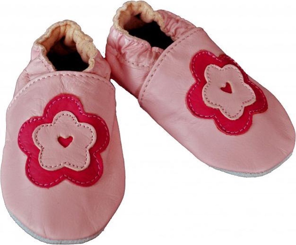 Petitoo leren babyslofje roze bloem-medium