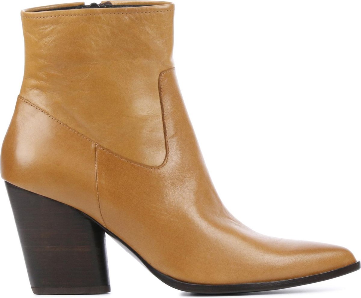 Zinda Vrouwen Leren  Enkellaarsjes / Laarzen / Damesschoenen 1032 - Camel - maat 42