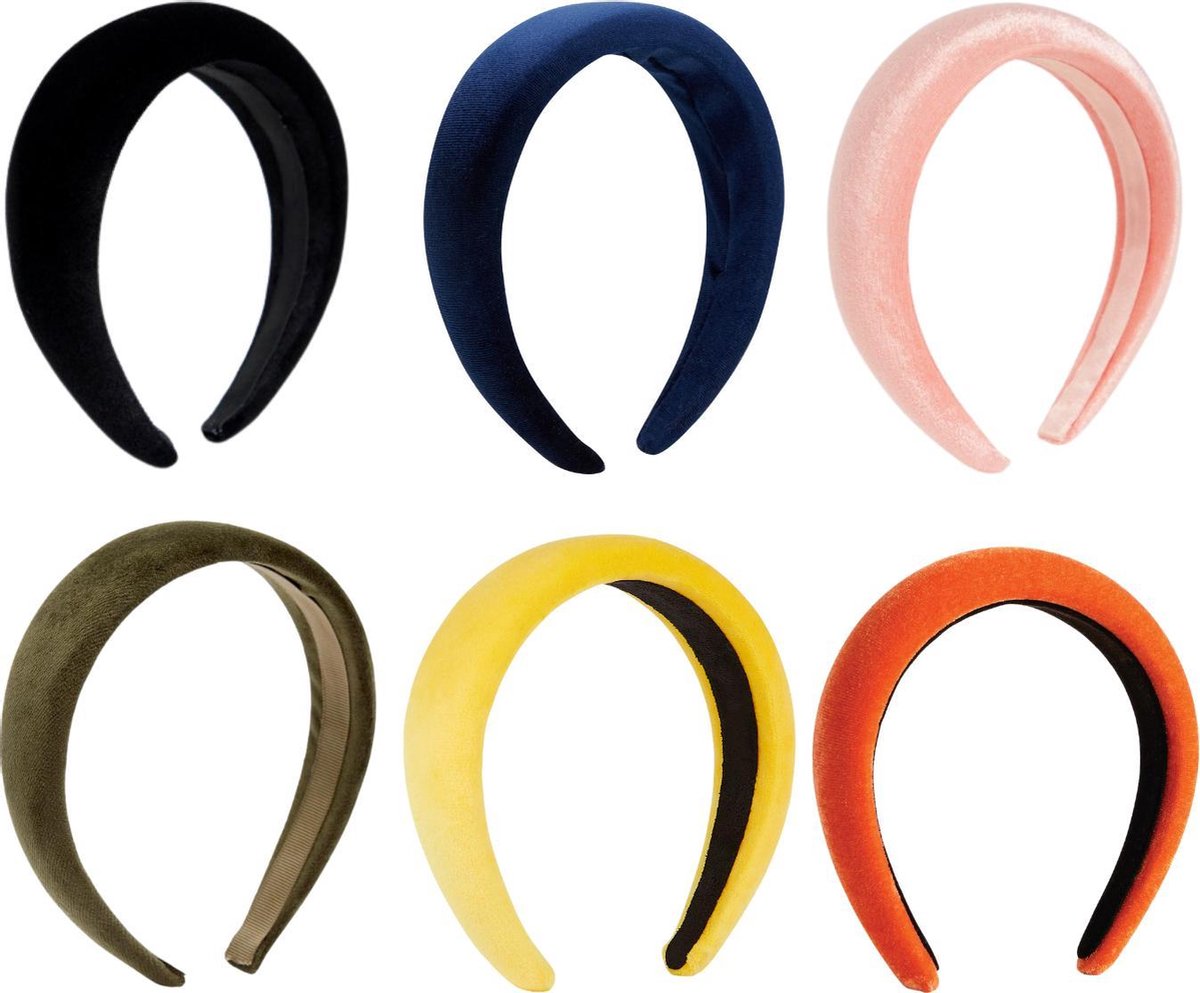 Allerion Fluwelen Haarbanden set - 6 Stuks – Velvet Haarbanden - 6 Verschillende Kleuren – Extra Zacht