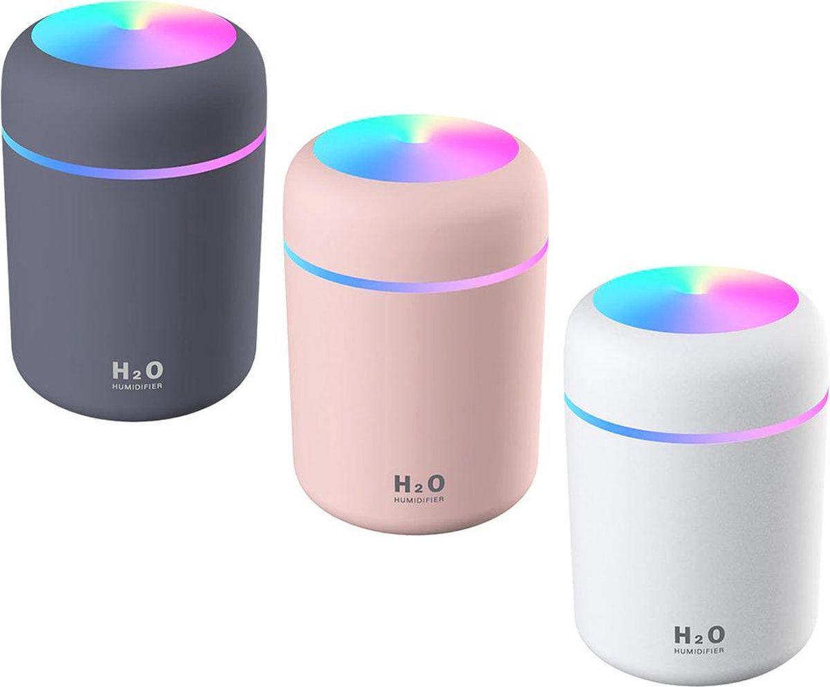 300ML Mini Air Humidifer | Aroma | Essential Oil Diffuser | LED Lamp |USB | Mist Maker |Aromatherapy Humidifiers | Licht Grijs