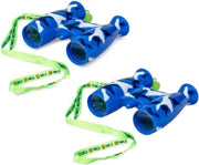 2x stuks kinder speelgoed verrekijkers blauw voor peuters 9 cm - Safari verkennen - Ontdekkingsreis - Verrekijkers voor kinderen