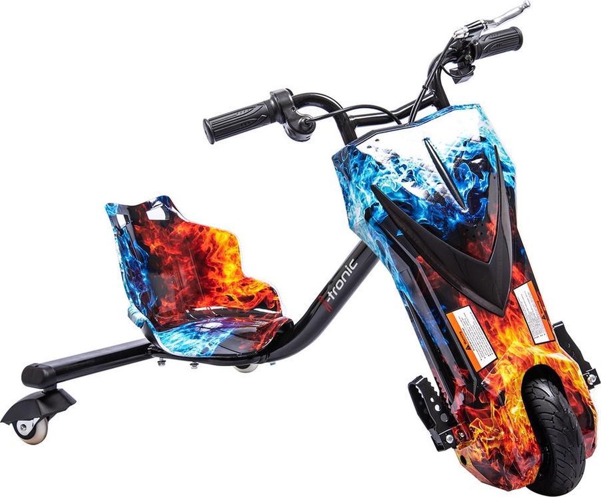 Elektrische Drift Trike Kart 250W 36V Vlammen Rood en Blauw