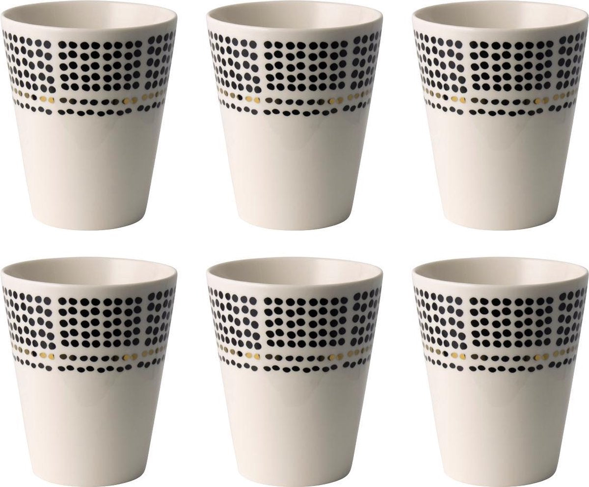 FIKA beker 300ml Dots wit / goud - set 6 stuks