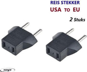 Reisstekker van VS/USA naar EU reisstekker - Verloop adapter - 2 Stuks - Zwart
