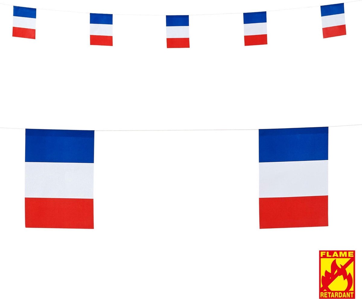 Slinger met Franse vlaggetjes 15 x 20 cm - Feestdecoratievoorwerp