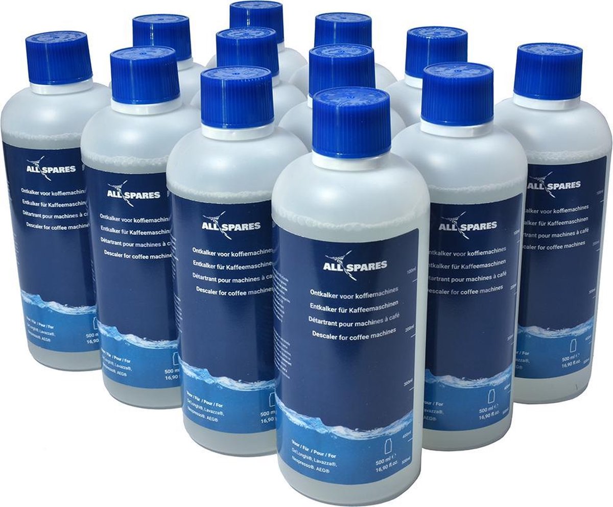 Delonghi Original EcoDecalk DLSC500 / AEG Vloeibare ontkalker (12x 500ml) voor koffiemachines van AllSpares