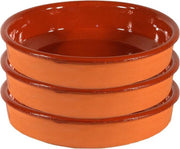 3x Tapas schaal bruin/ terracotta 32 cm - Tapas serveerschalen/borden/ovenschalen
