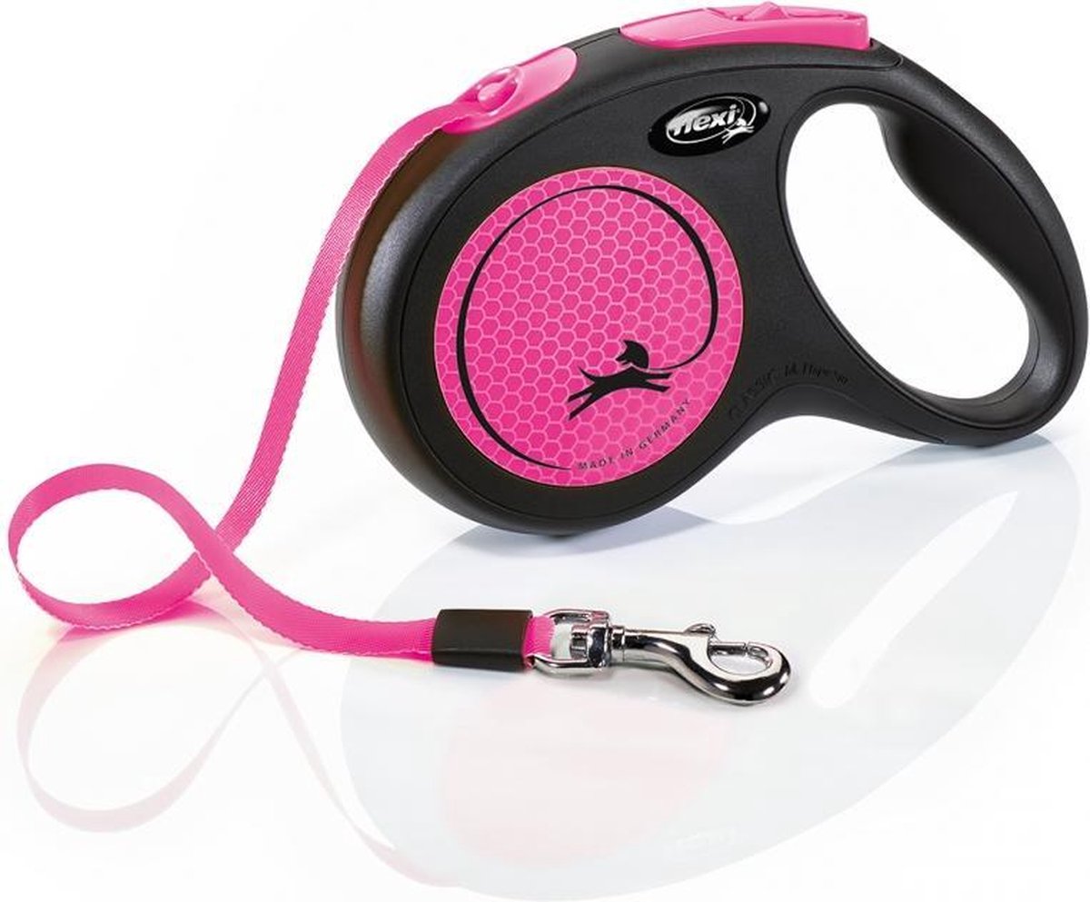 Flexi new neon lint Zwart/neon roze M/5M