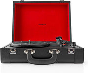 Platenspeler | 33 rpm / 45 rpm / 78 rpm | Riemaandrijving | 1x Stereo RCA | Bluetooth® | 18 W | Ingebouwde (voor) versterker | Kunstleer / MDF | Rood / Zwart