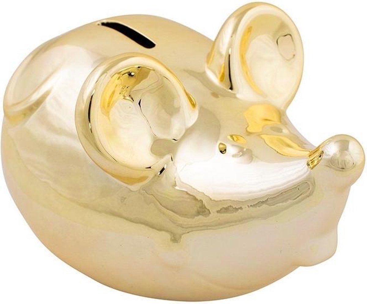 Dieren spaarpot gouden muis 10 x 8