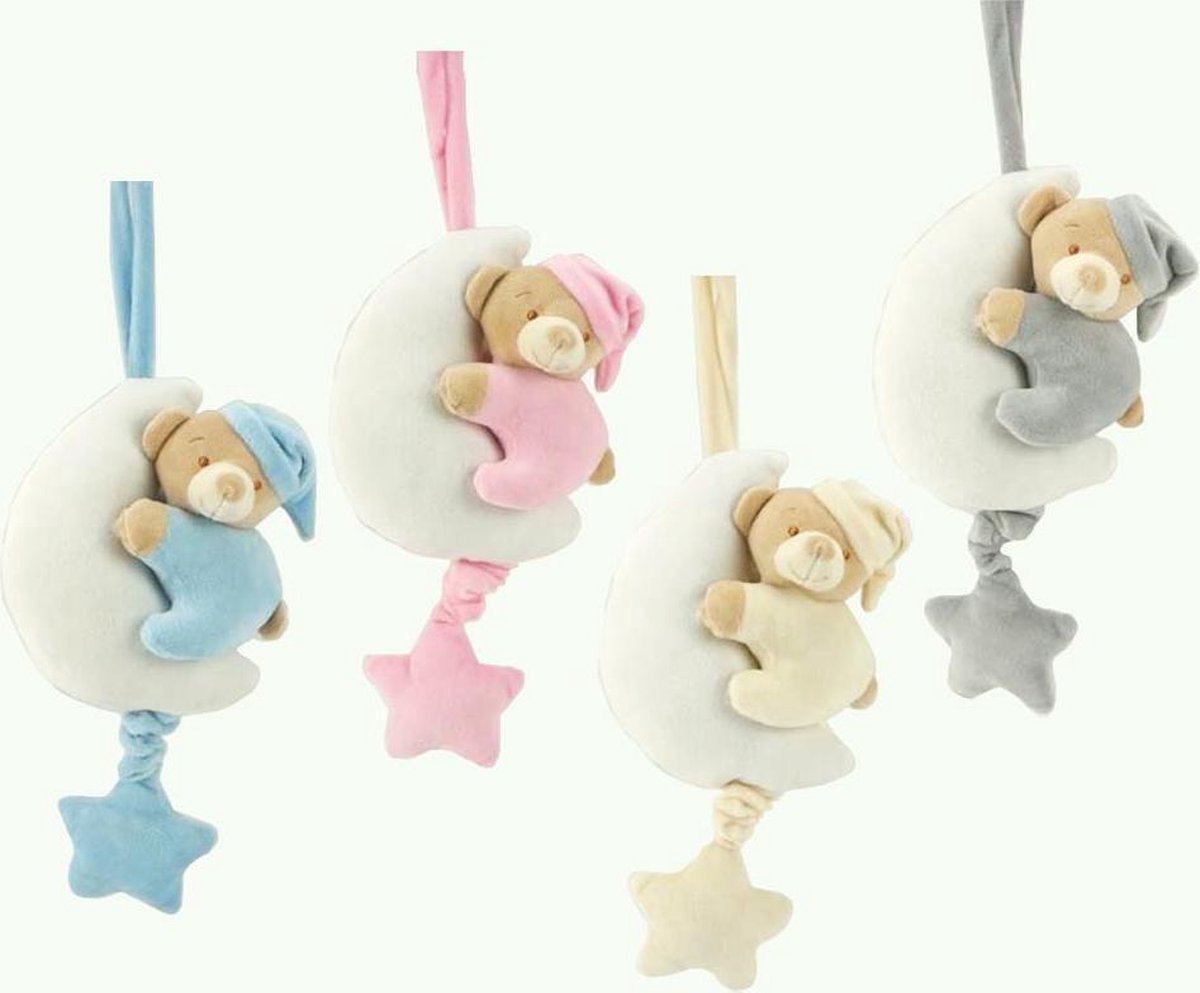 Baby Knuffel- muziekdoos- beer maan - Blauw - Voor kinderkamer / Babykamer