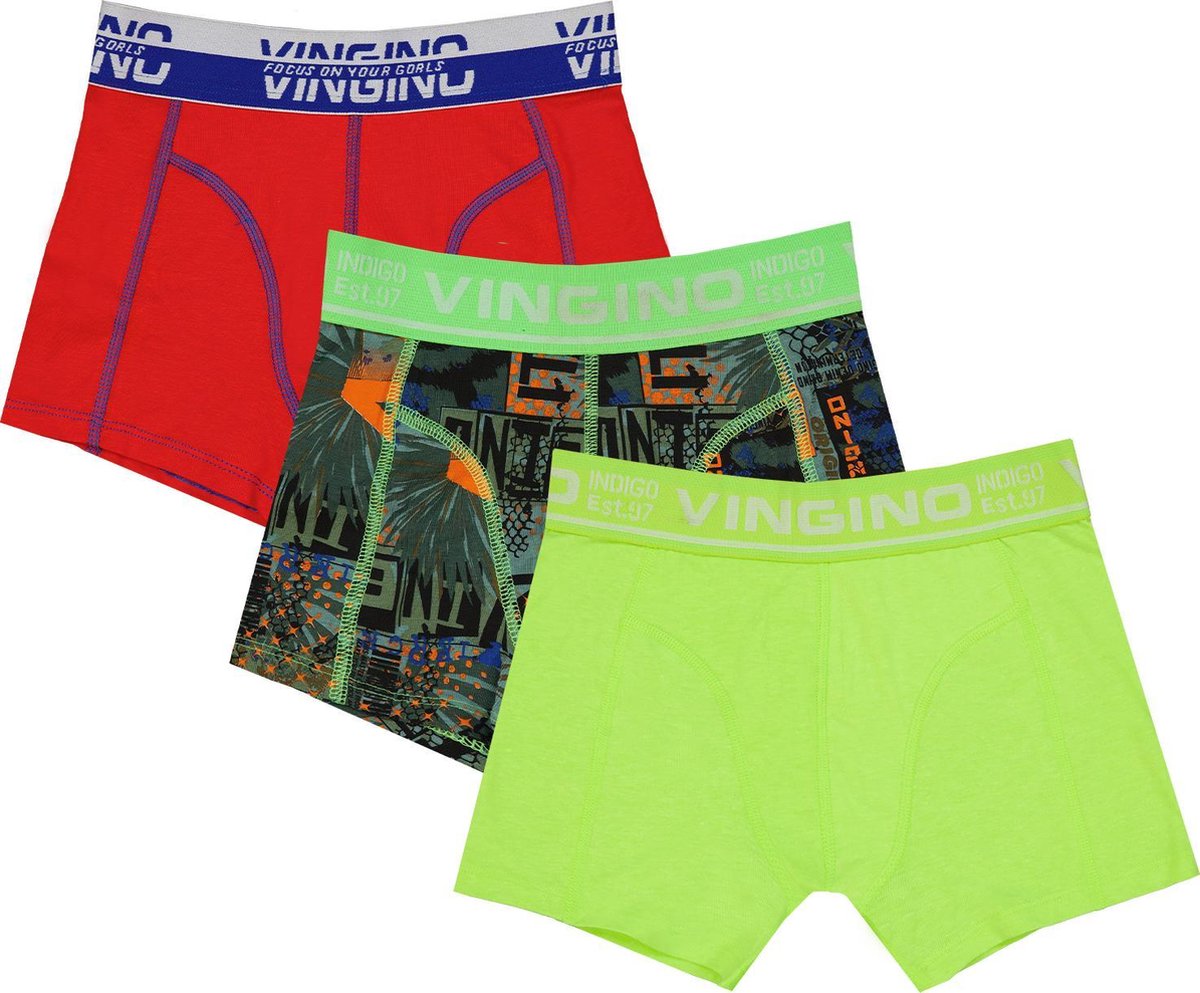 Vingino Vngn 3 Pack Jongens Onderbroek - Camouflage Green - Maat 98-104