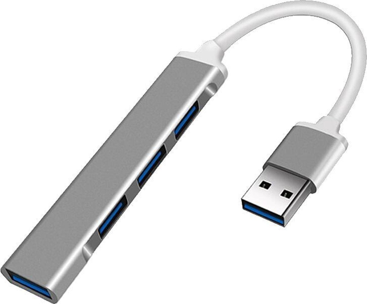 Bee's USB HUB - USB Splitter - USB HUB 3.0 - USB naar USB - USB 3.0 - 4 USB Poorten - Zilver