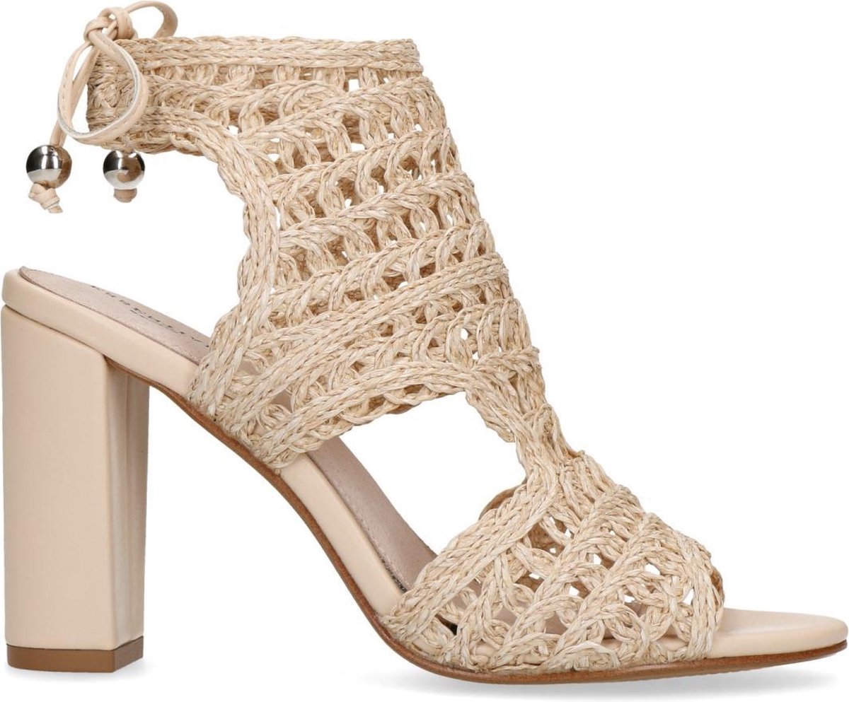 Sacha - Dames - Beige opengewerkte sandalen met hak - Maat 42