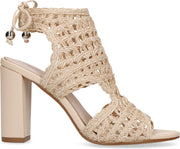 Sacha - Dames - Beige opengewerkte sandalen met hak - Maat 42