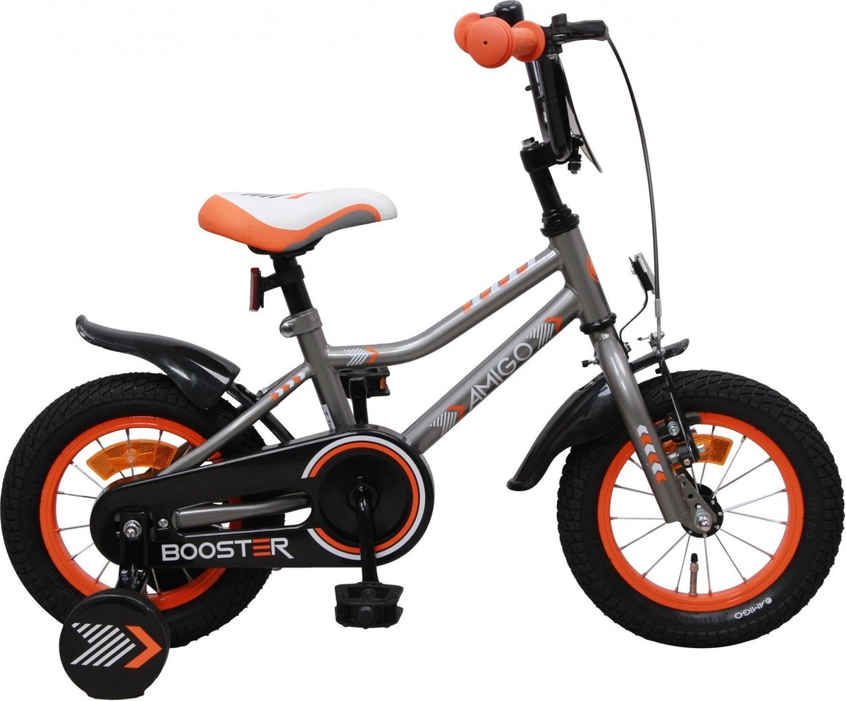 AMIGO Booster - Kinderfiets 12 inch - Jongens - Grijs