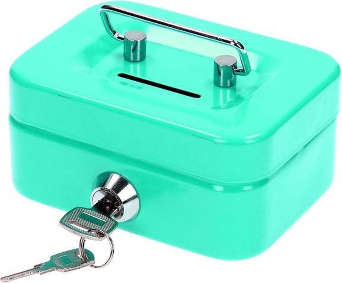 Metalen Spaarpot Geldkist - Turquoise